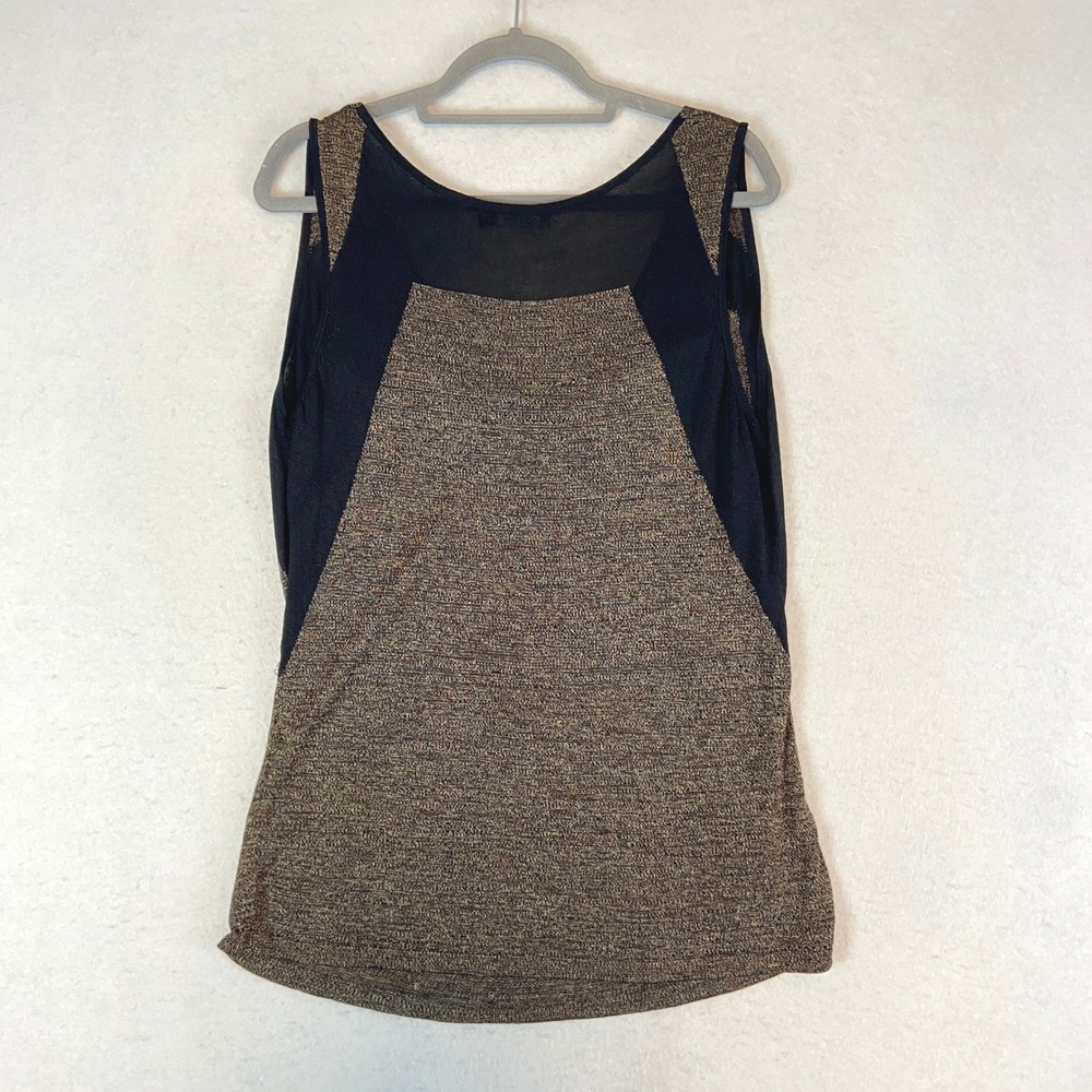 NIC+ZOE Sleeveless Cowl Neck Metallic Knit Top Women's XL Glam Party Black gold - Picture 2 of 5
